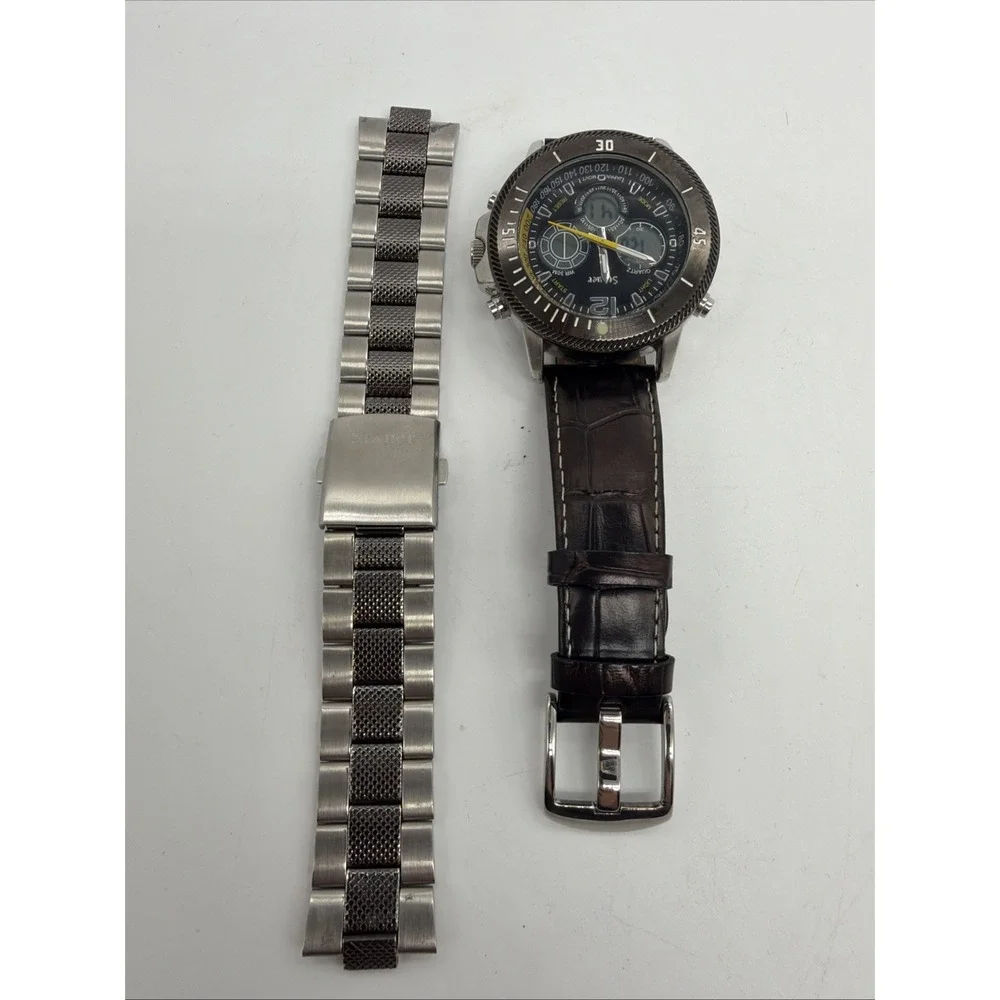 Mens Vintage AUTHENTIC STAUER HYBRID DIGITAL WR30 JAPAN MOVT 20410 WATCH‎